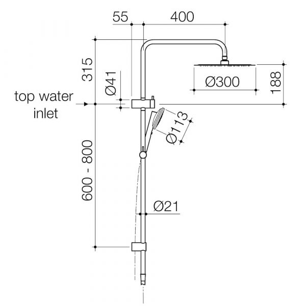 Caroma Urbane Ii Rail Shower With Overhead